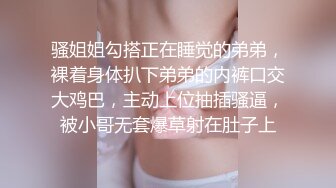 骚姐姐勾搭正在睡觉的弟弟，裸着身体扒下弟弟的内裤口交大鸡巴，主动上位抽插骚逼，被小哥无套爆草射在肚子上